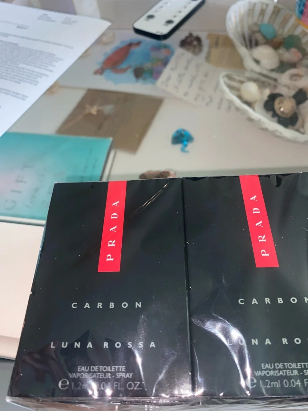 Prada Luna Rossa Carbon .04 oz  Mini EDT 12 pcs fragrance- Black with Red Accent